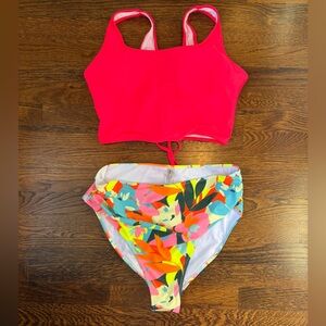 Vibrant Pink and Floral Womens Swim Set